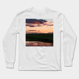 Orange Pink Sunset with Reflection in the Lake Long Sleeve T-Shirt